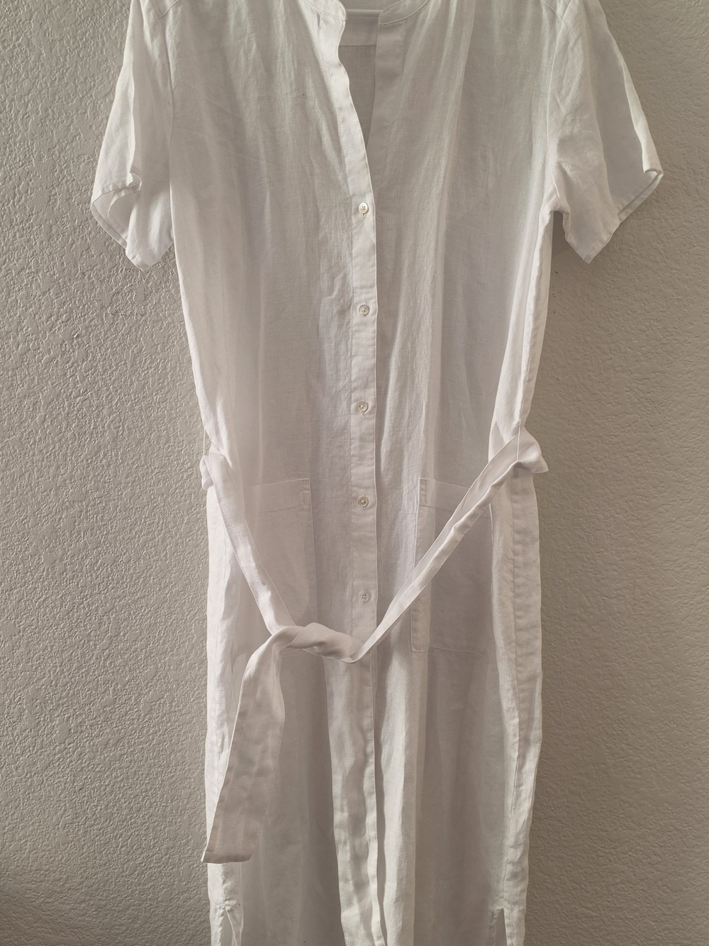 James Perse White Button-Front Midi Shirt Dress